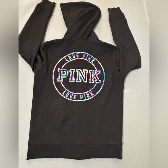 Victoria Secret Pink Hoodie Size XS Gray Multicolor Tie Die Logo Pockets - Picture 3 of 7